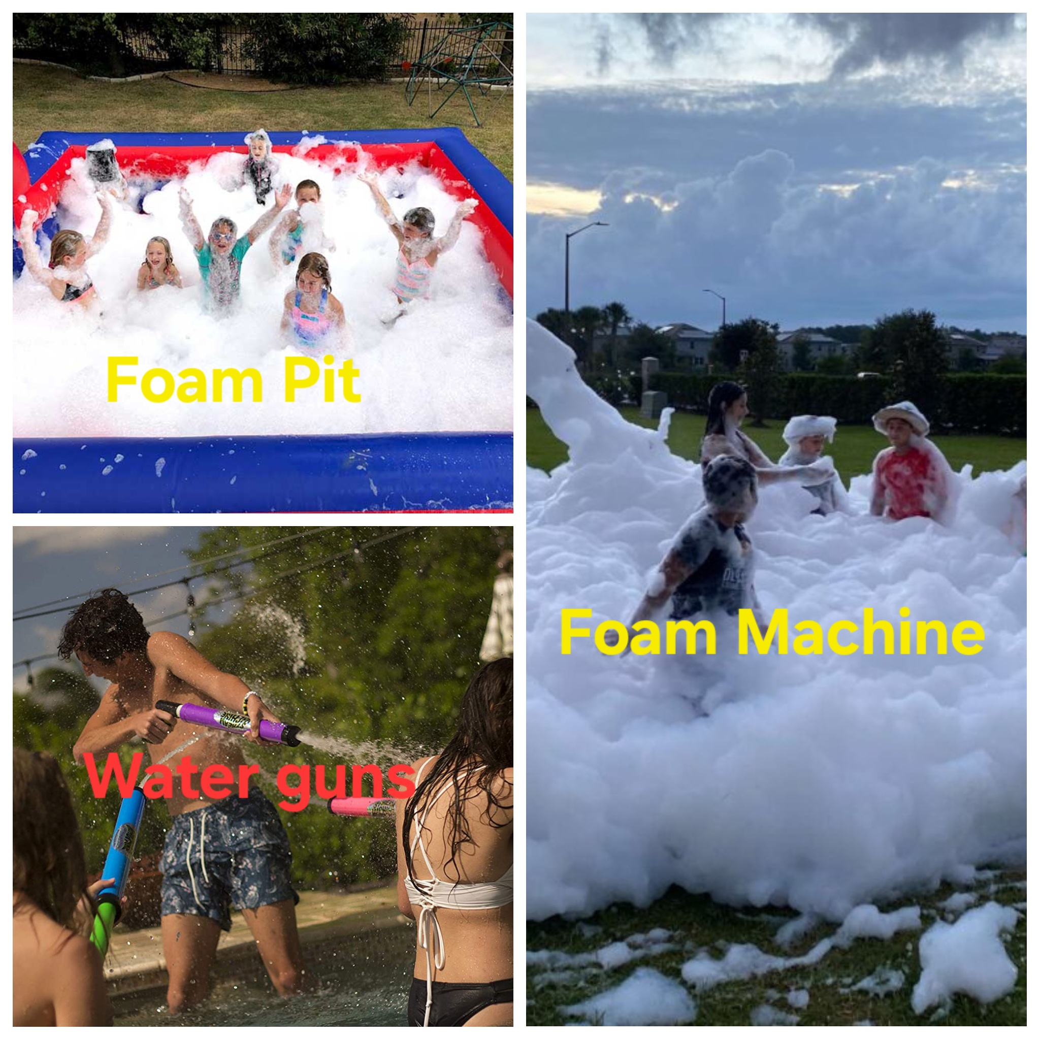 Foam party Special + 15 Water Tag Gun + Foam Pit : $799/1h30